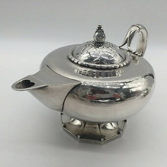 Antique Superb Early Georg Jensen Silver tea set Leaf and berry pattern 181 1924