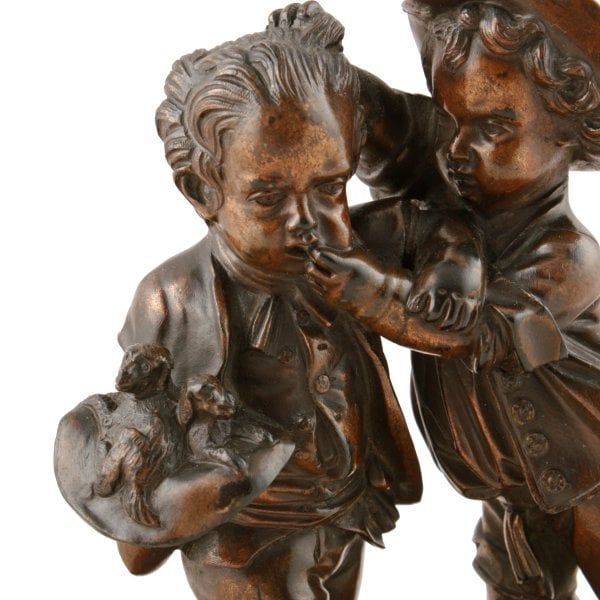 Antique Edwardian Bronze of Boys Fighting 