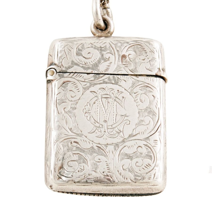 Antique Victorian Sterling Silver Vesta Case 