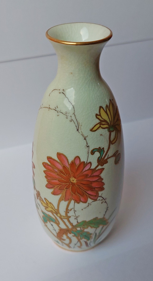 Antique Royal Worcester Crackle-Glazed Bud Vase