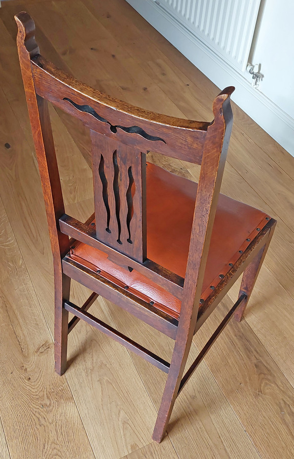 Antique A Pair of Oak Arts & Crafts Period Side or Hall Chairs