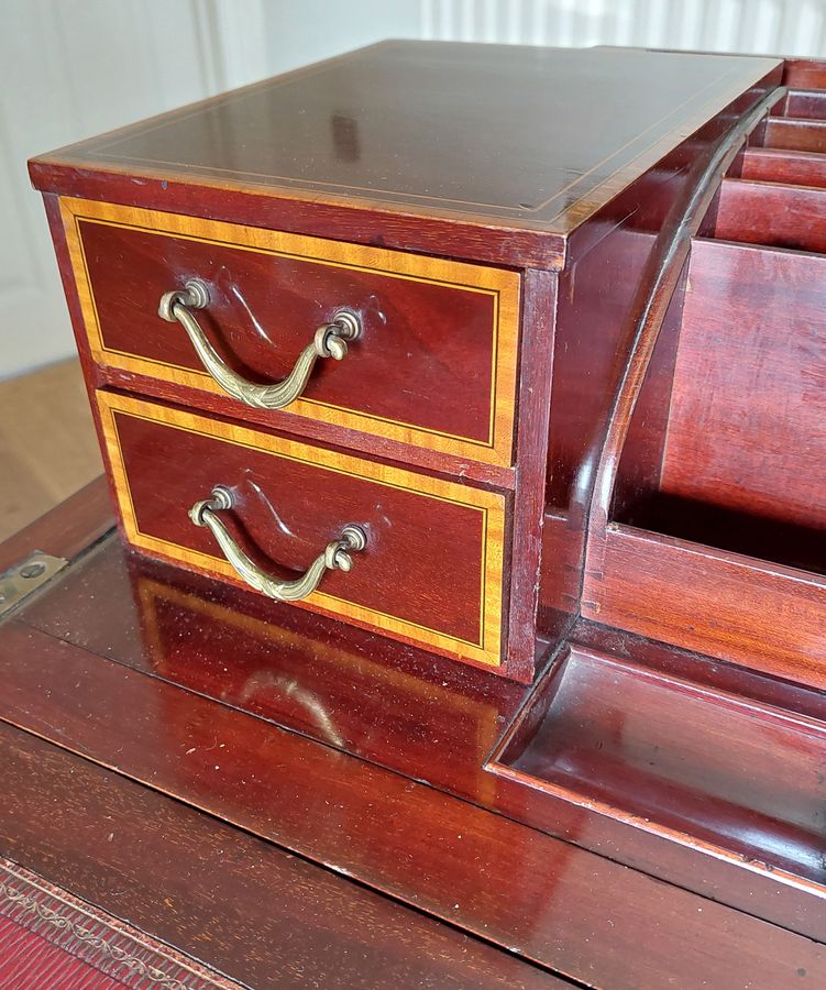 Antique Edwardian Satinwood Banded Mahogany Metamorphic Writing Table