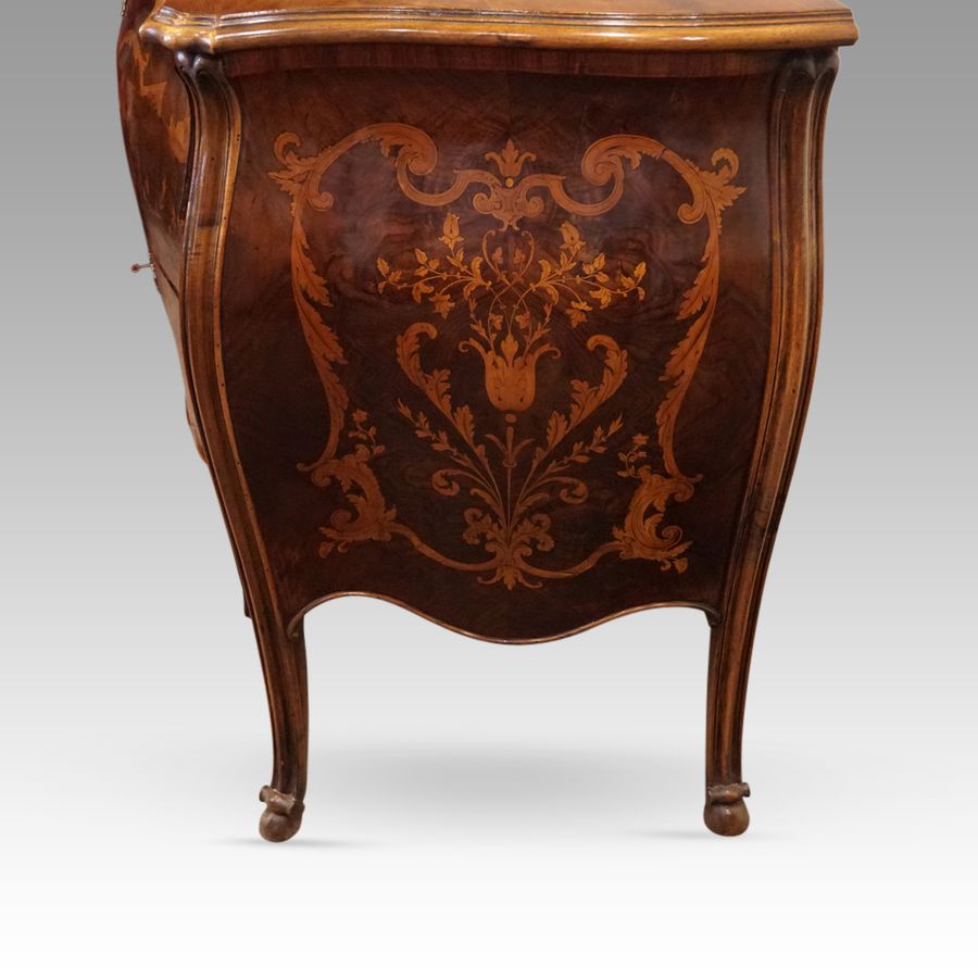 Antique Marquetry bombe commode