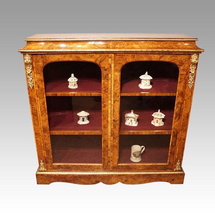 Victorian walnut display cabinet