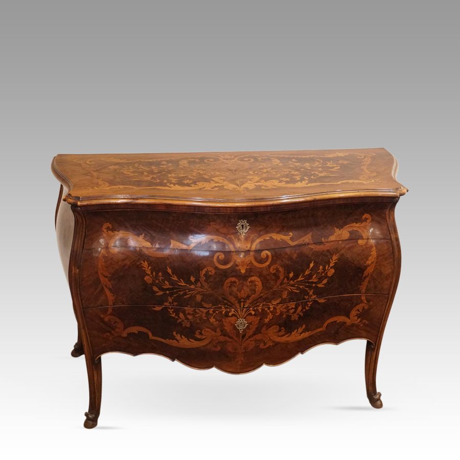 Marquetry bombe commode