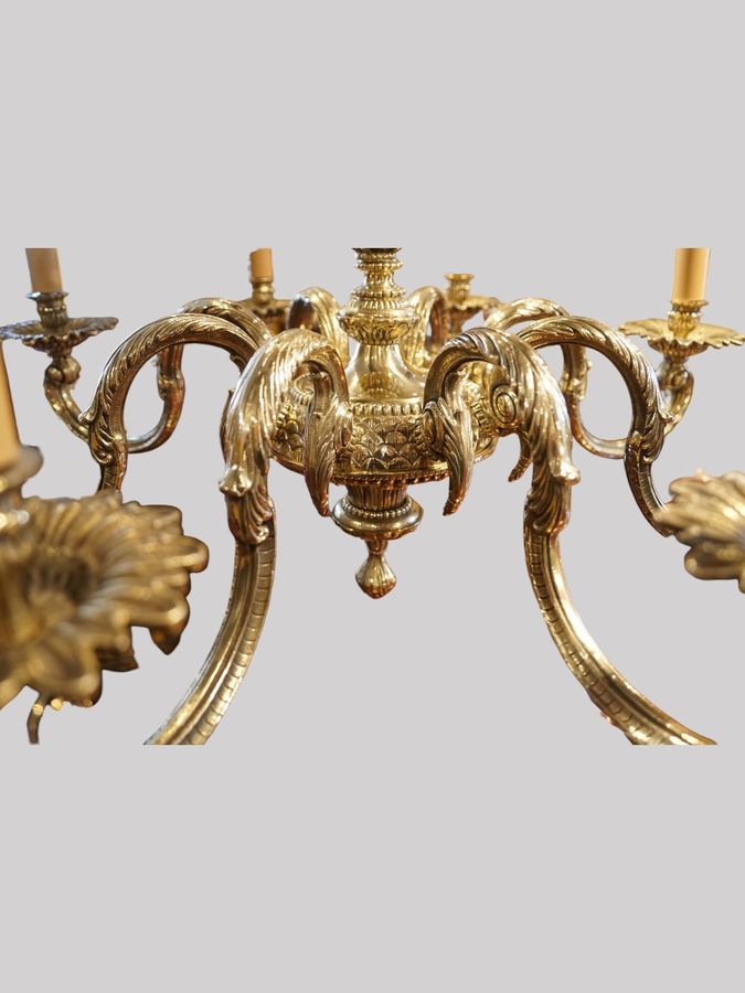 Antique Cast brass 8 arm chandelier