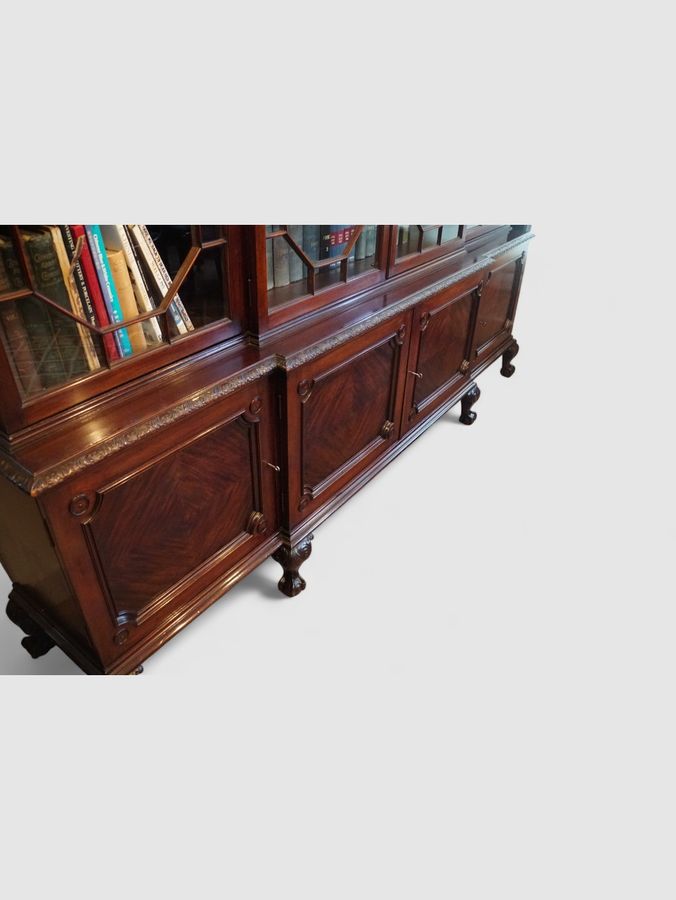 Antique Waring and Gillows breakfront bookcase