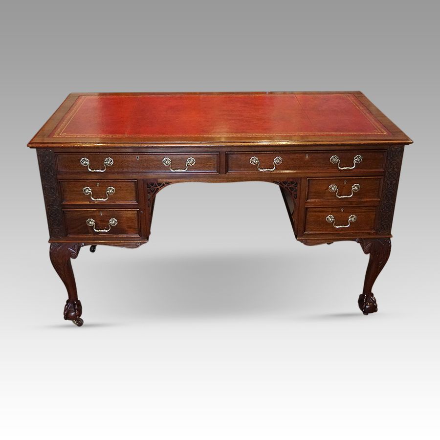 Edwardian Chippendale mahogany desk