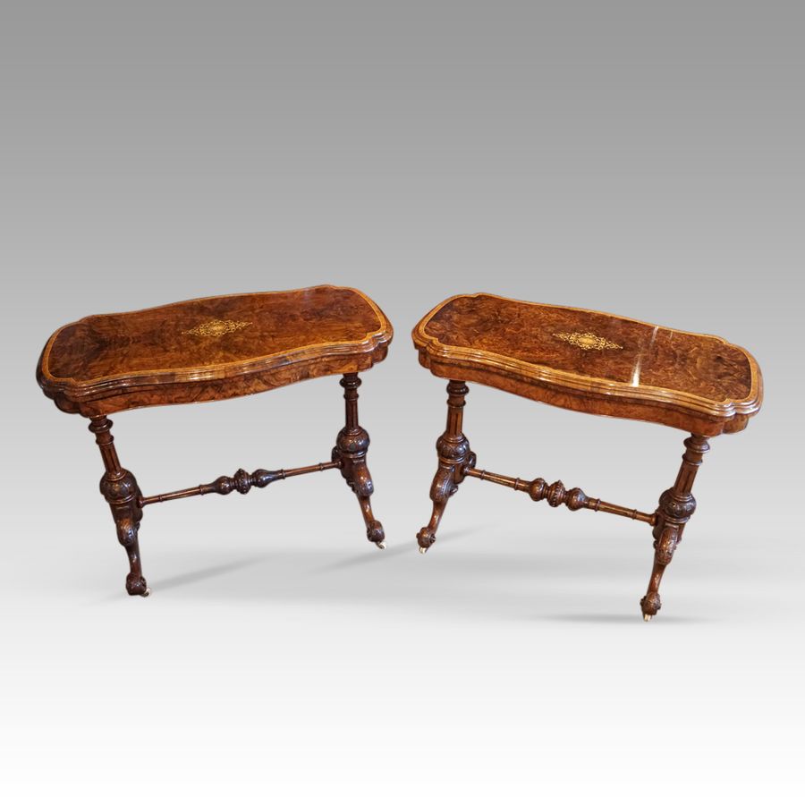 Pair of Victorian walnut card-tables