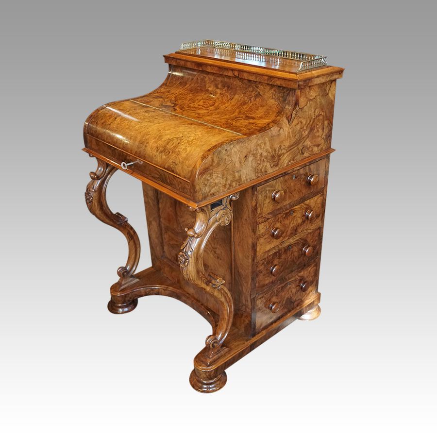 Victorian burr walnut pop-up Davenport desk