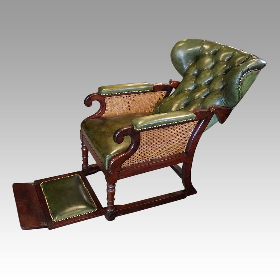 Victorian mahogany reclining library chair