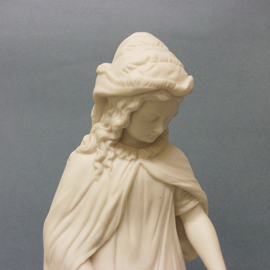 Antique English Parian Ware Figure of a Girl and Sheep, c.1860