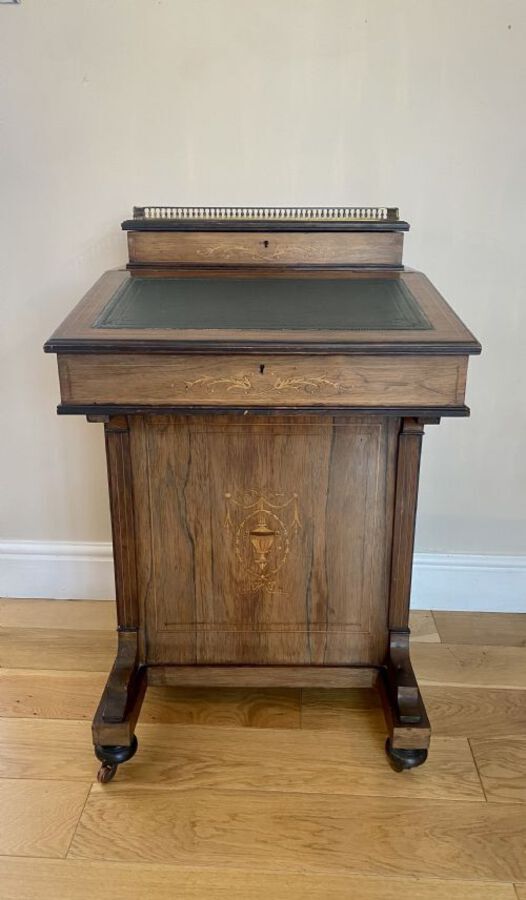 Antique Antique Victorian Quality Inlaid Rosewood Freestanding Davenport Desk