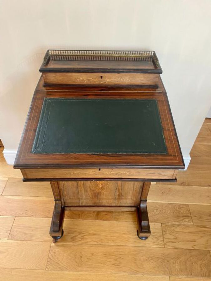 Antique Antique Victorian Quality Inlaid Rosewood Freestanding Davenport Desk