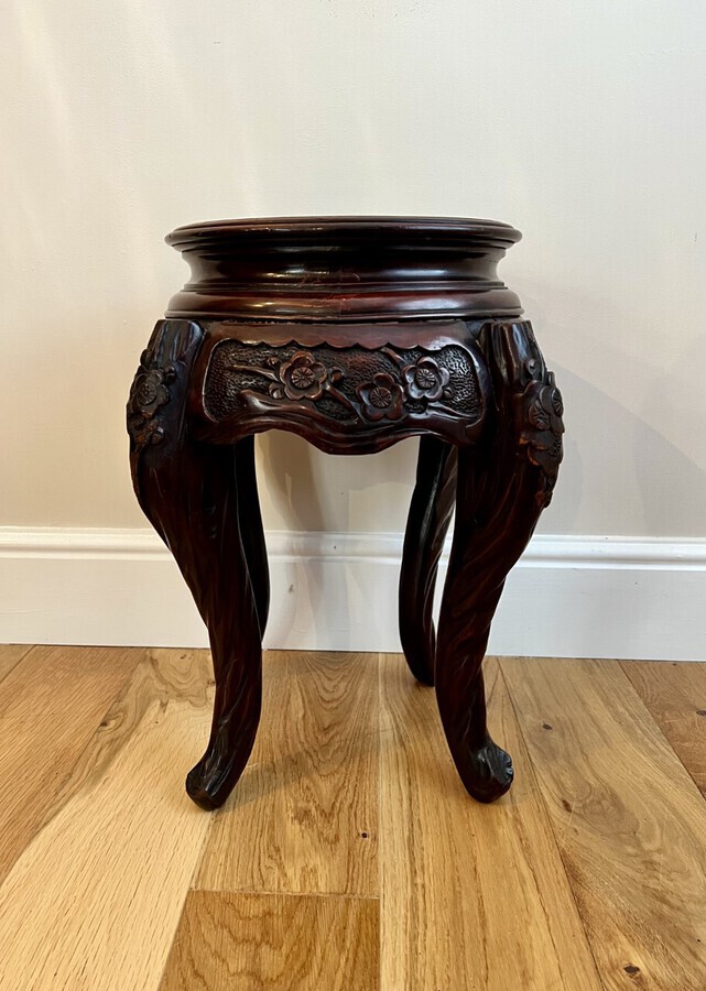 Antique oriental quality carved jardiniere stand