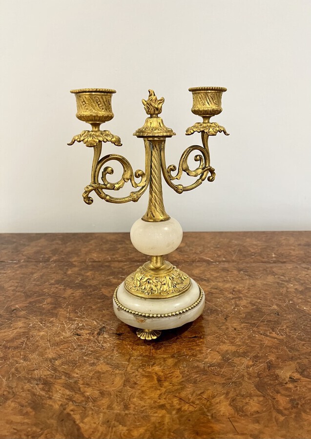 Antique Pair of antique Victorian quality ormolu and marble candelabras 