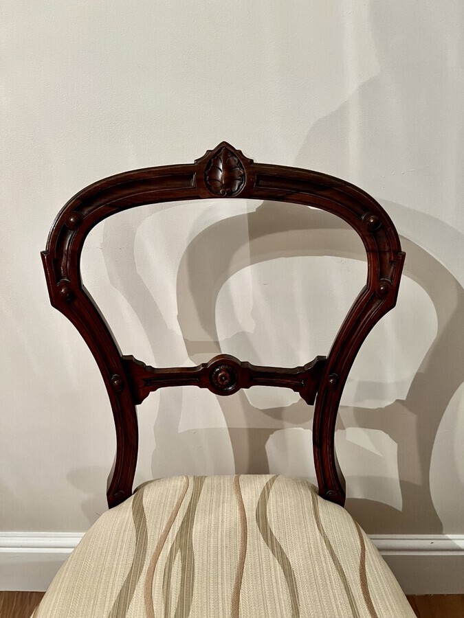 Antique Set of four antique Victorian quality carved walnut dining chairs 