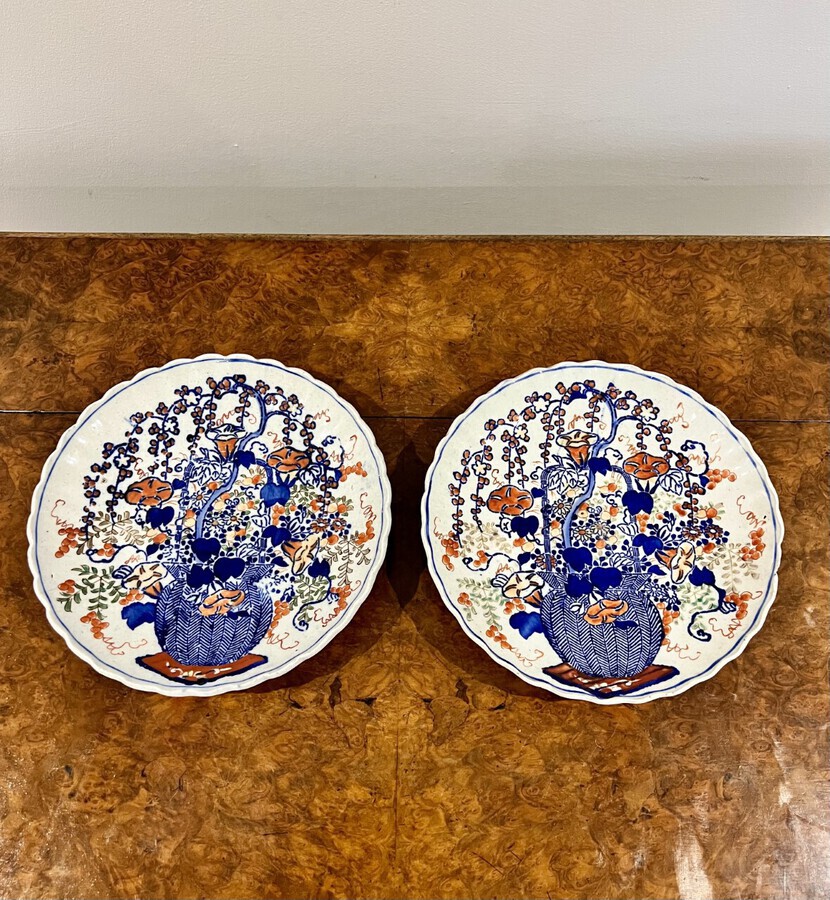Pair of antique Japanese imari plates