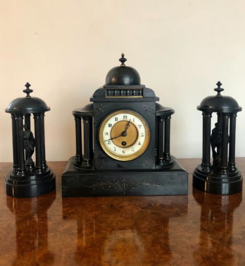 Antique STUNNING ANTIQUE VICTORIAN QUALITY 8 DAY MOVEMENT MARBLE CLOCK SET