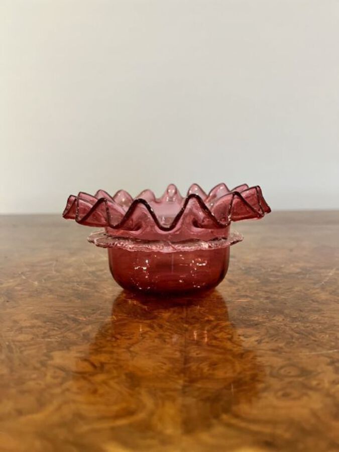 Antique SMALL VICTORIAN QUALITY CRANBERRY GLASS BOWL