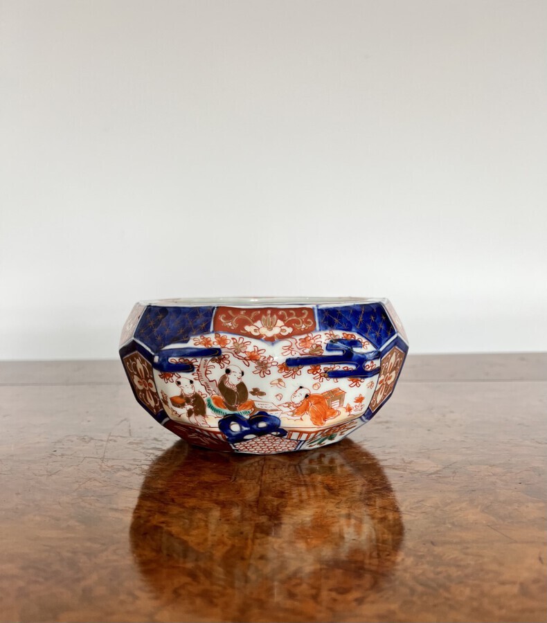 Antique Stunning quality unusual hexagonal shaped antique Japanese imari bowl
