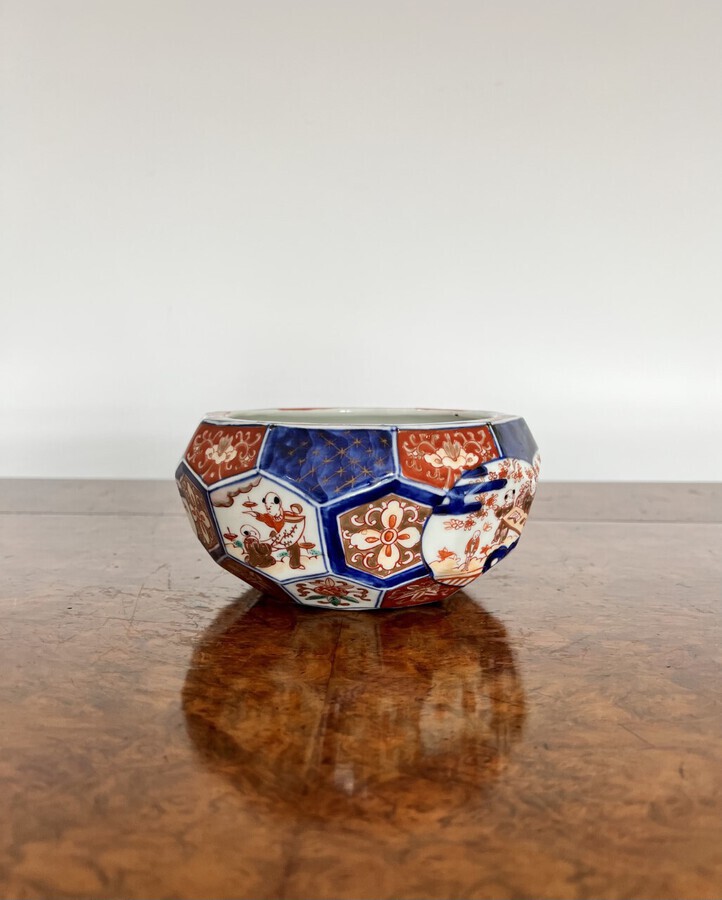Antique Stunning quality unusual hexagonal shaped antique Japanese imari bowl