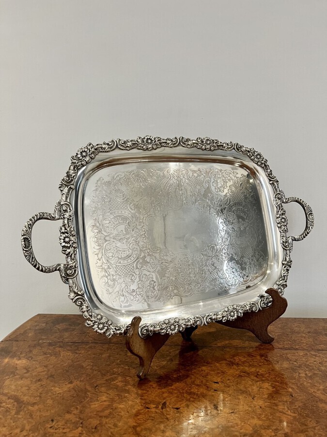 Antique Fantastic quality antique Victorian silver plated ornate serving tray