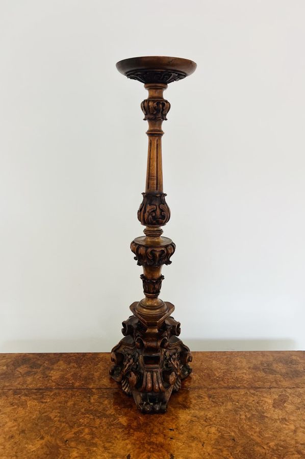 Antique Unusual Italian antique Victorian quality carved walnut stand 