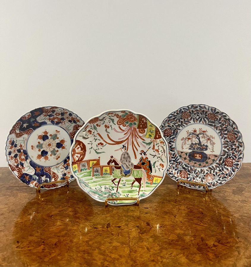 Collection of three antique Japanese imari dishes