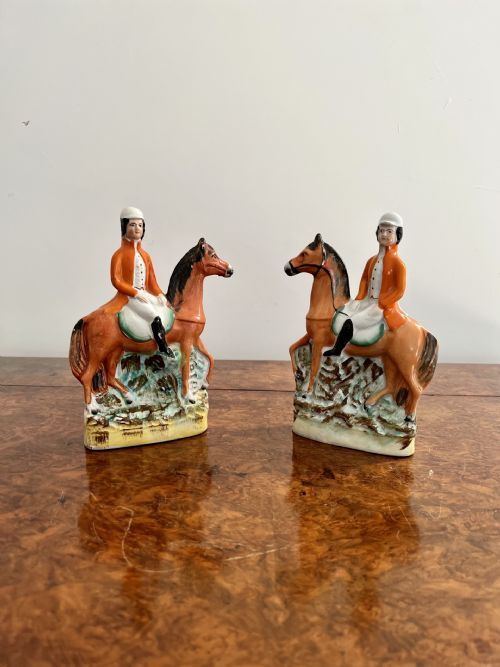 Antique Quality pair of antique Victorian Staffordshire figures 