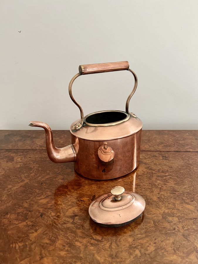 Antique Quality small antique George III copper kettle 