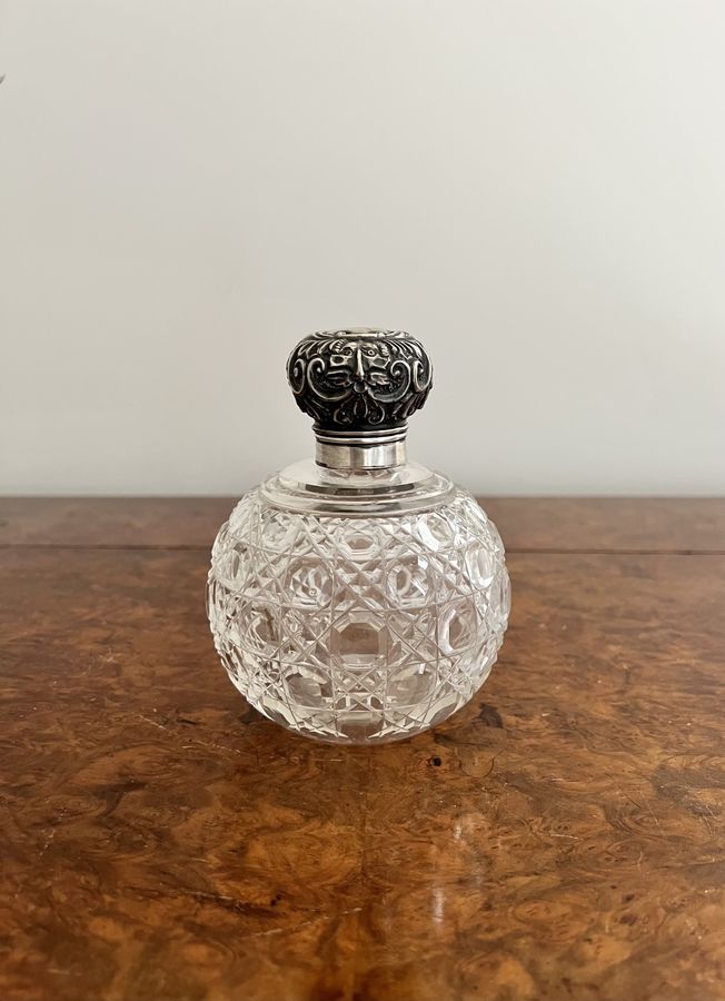 Quality antique Victorian Silver mounted scent bottle