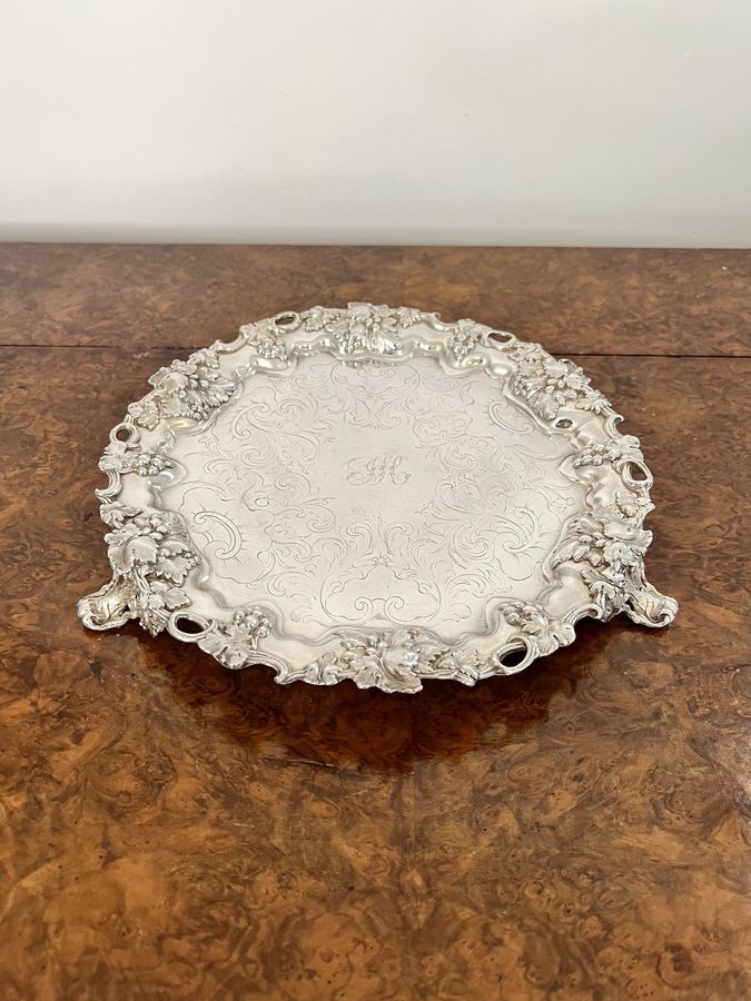 Antique Pair of antique Edwardian engraved silver plated trays 