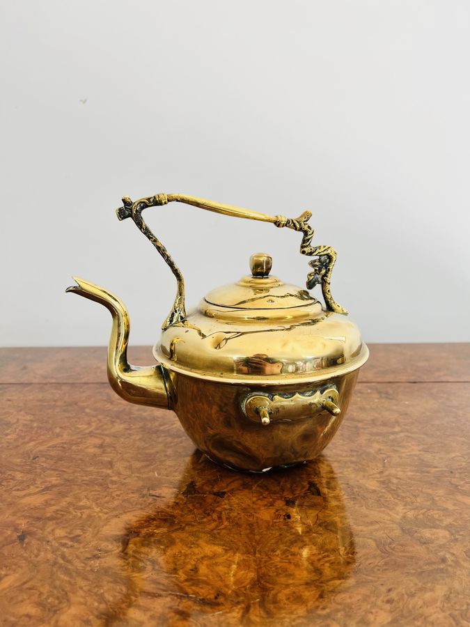 Antique Antique Victorian quality brass spirit kettle and stand 