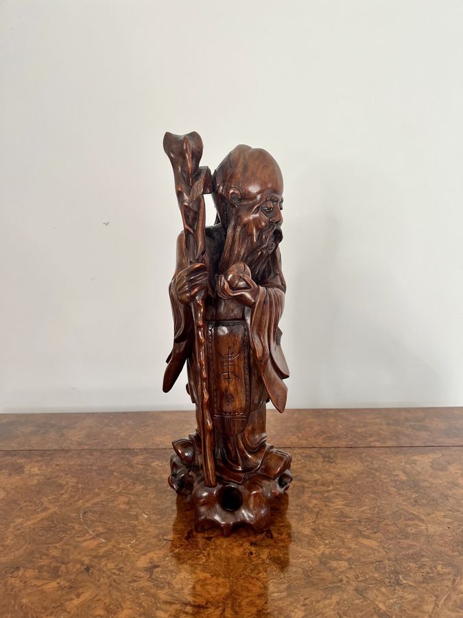 Antique Fine quality large antique Chinese carved hardwood figure 