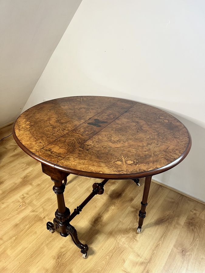 Antique Fantastic quality antique Victorian burr walnut inlaid Sutherland table 