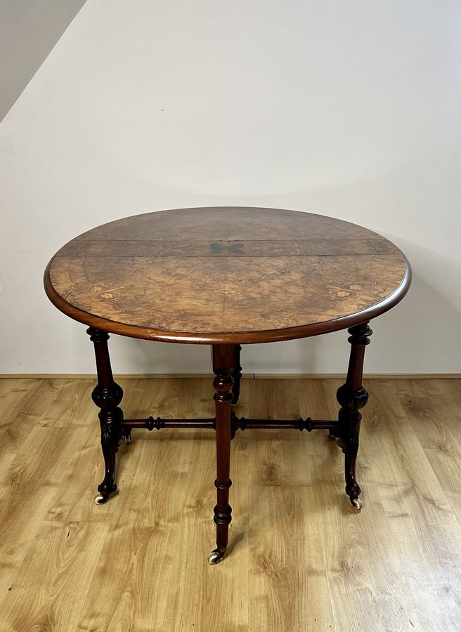 Antique Fantastic quality antique Victorian burr walnut inlaid Sutherland table 