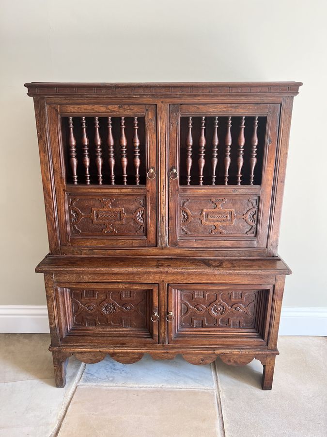 Antique Unusual 19th Century antique quality oak food cupboard 