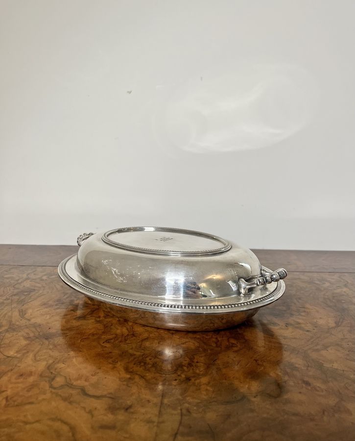 Antique Antique Edwardian silver plated oval entree dish 