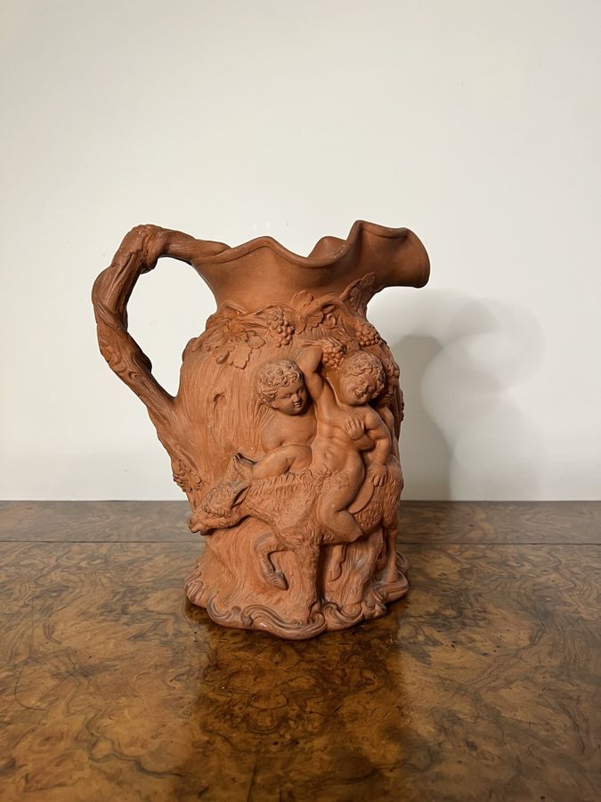 Antique Large antique quality relief moulded jug 