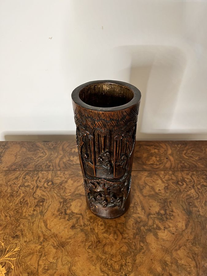 Antique Antique Chinese quality carved brush pot