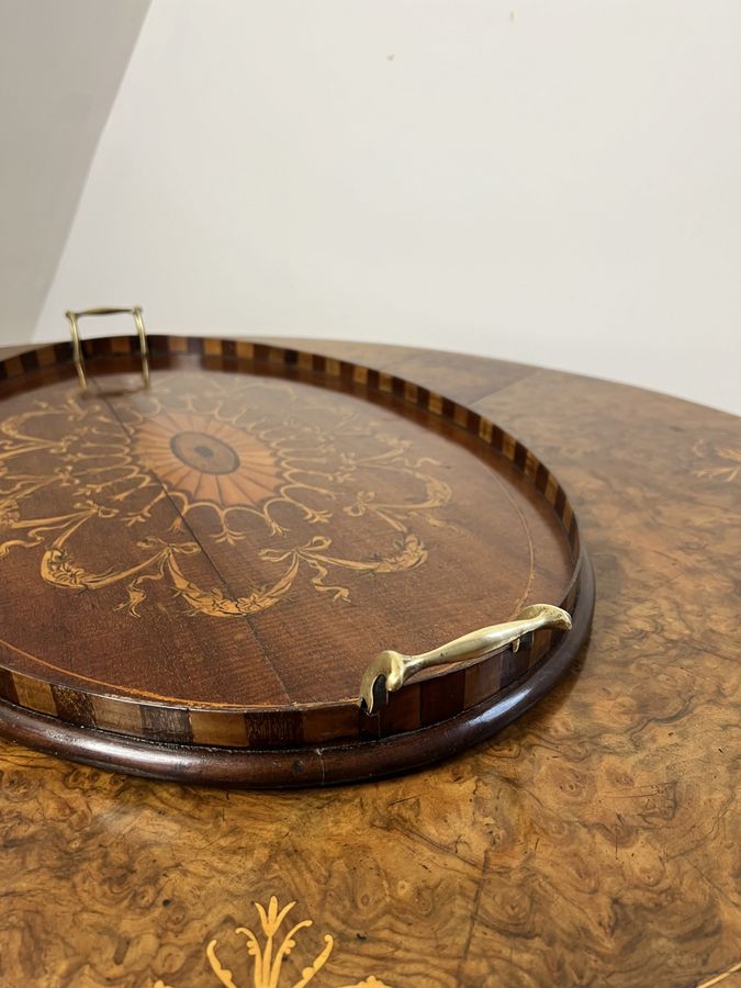 Antique Stunning quality antique Victorian mahogany inlaid tea tray