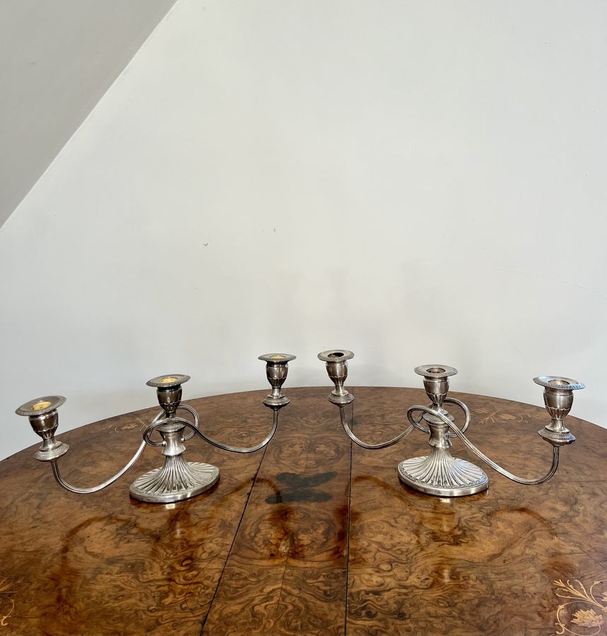 Quality pair of antique Victorian silver plated candelabras