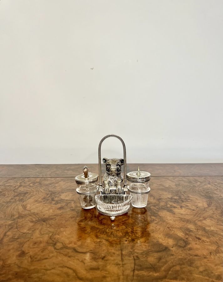 Antique Outstanding quality antique Victorian silver plated novelty cruet 