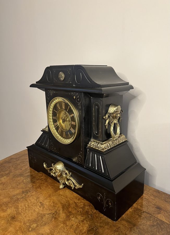 Antique Outstanding quality large antique Victorian marble mantle clock