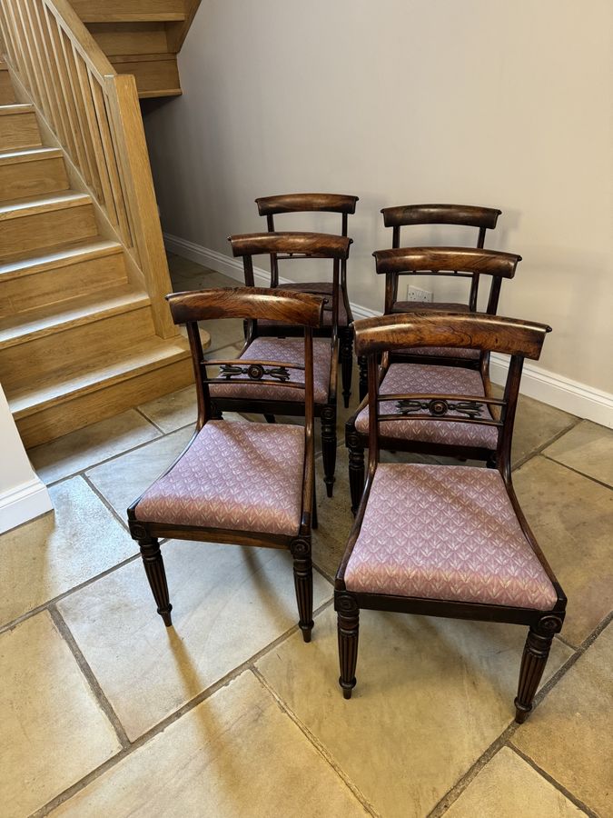Antique Wonderful set of six antique regency quality rosewood dining chairs 