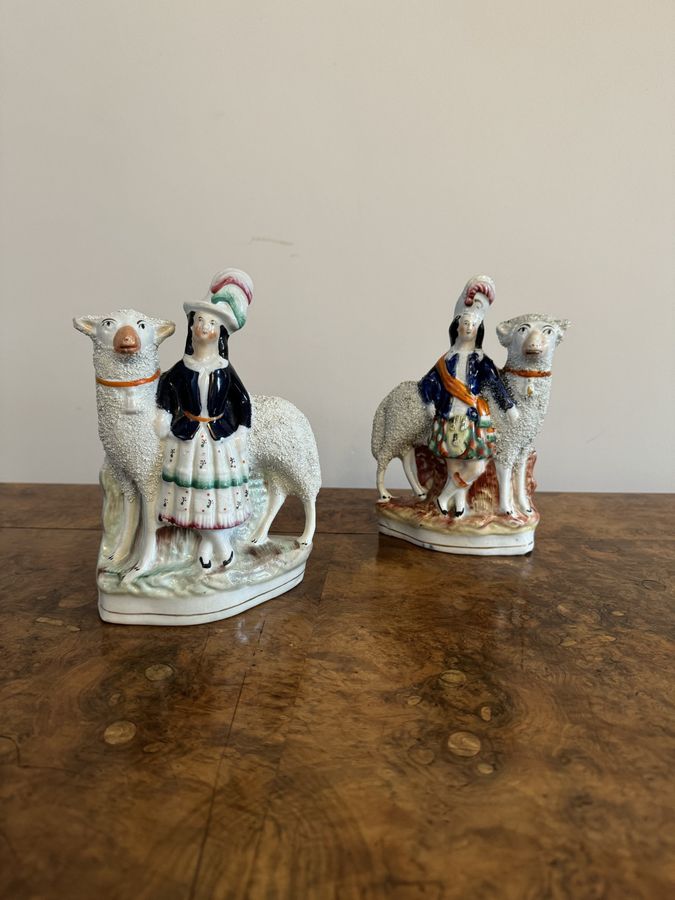 Antique Unusual quality pair of antique Victorian 'Royal' Staffordshire figures