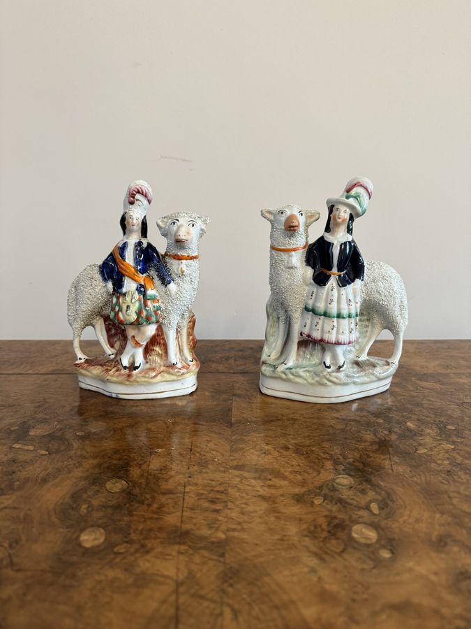 Antique Unusual quality pair of antique Victorian 'Royal' Staffordshire figures