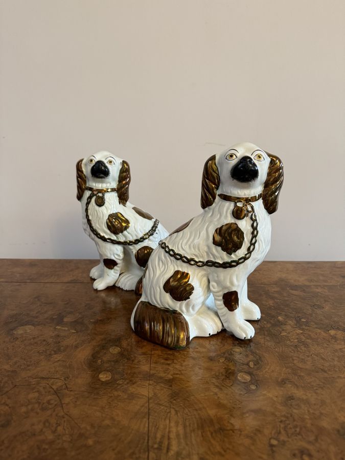 Antique Charming pair of antique Victorian Staffordshire dogs