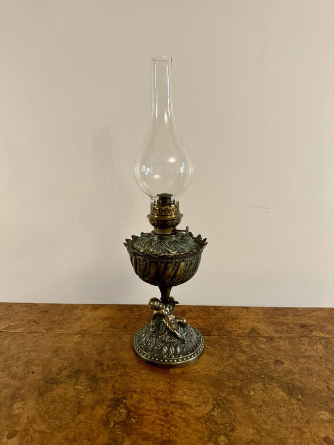 Antique Unusual quality antique Victorian oil lamp